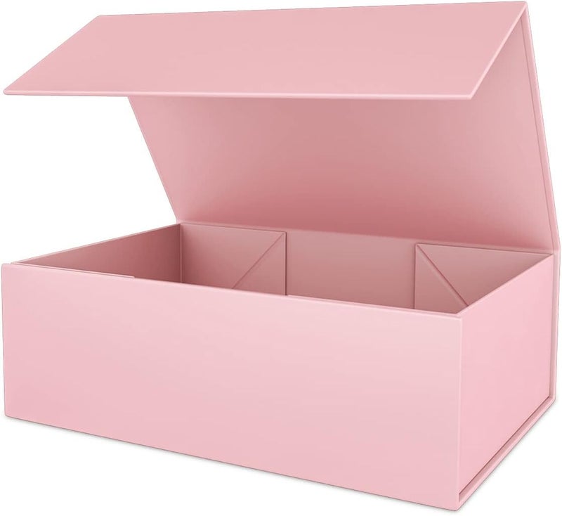 ROSTELACK Pink Gift Box 12" x 6" x 4" with Magnetic Closure Lid Gifts Boxe for Presents,Bridesmaid Gifts Boxes,Cute Box,Birthday Gift Boxe,Luxury for Gifts Packaging, Magnetic Gift Boxes for Wrapping Gifts (Pink) - Image 1